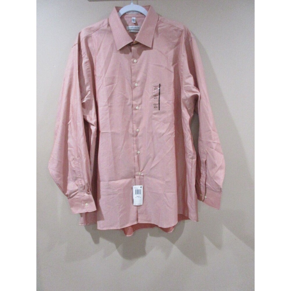 NWT Van Heusen Shirt  Men 17 34/35 - 54x31 Pumpkin Royal Herringbone Classic